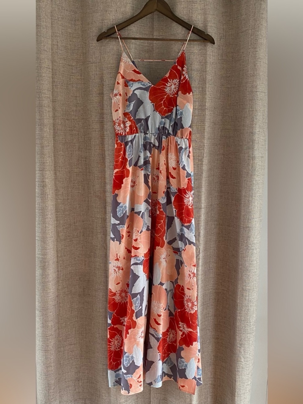 LOFT Women's Sleeveless Floral Maxi Dress Purple and Coral Size 4